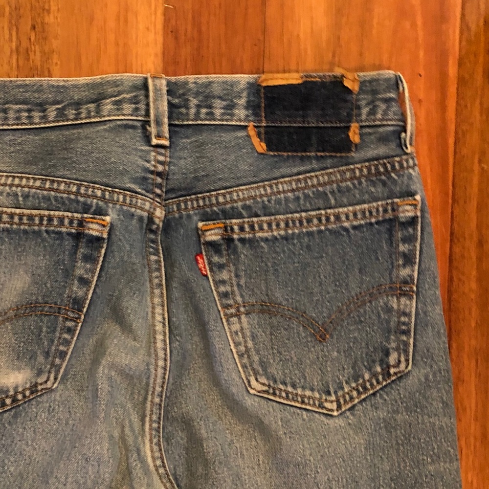 Levi's Light Blue Denim Straight Leg Jeans with Blue Floral Embroidery - Picture 8 of 8